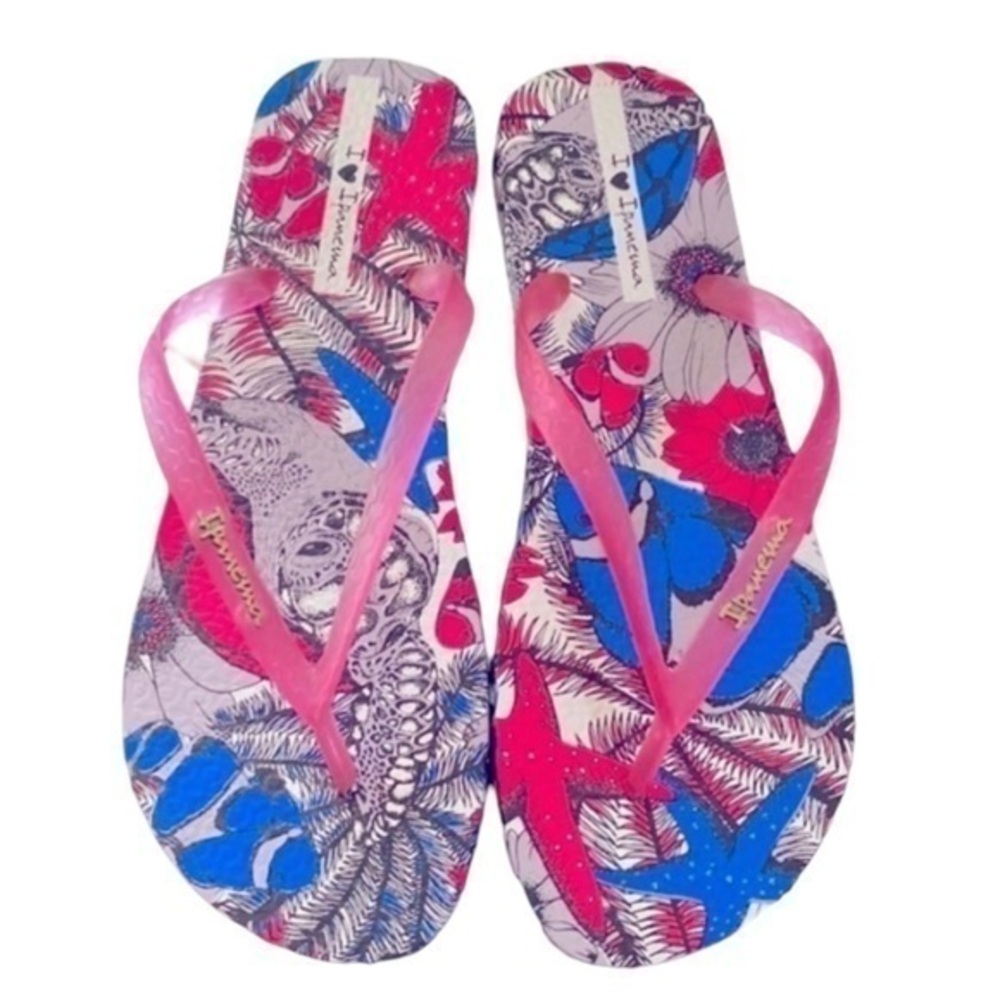 NWOT Starfish IPanema flip flops size 10 tropical floral summer sandals